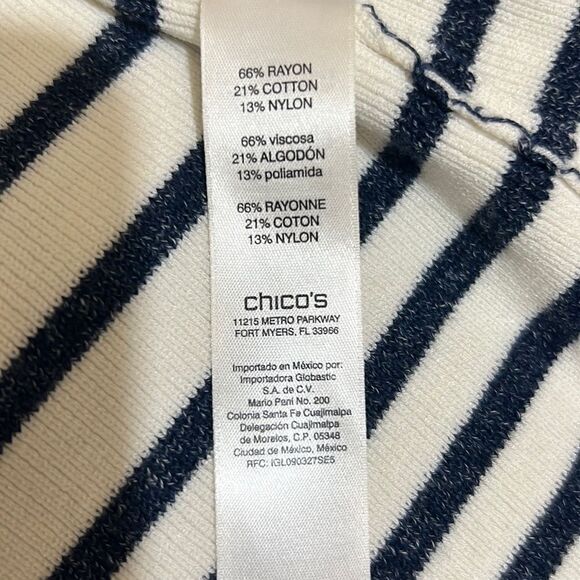 Zenergy by Chico’s sweater cold shoulder striped navy 3/LG FIRM on PRICE - Picture 4 of 5
